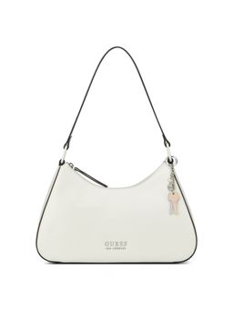Guess - Layla White Women Zipper Solid Baguette Shoulder Bag