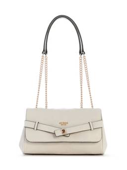 Guess - Ella Cream Women Flap Textured Shoulder Bag