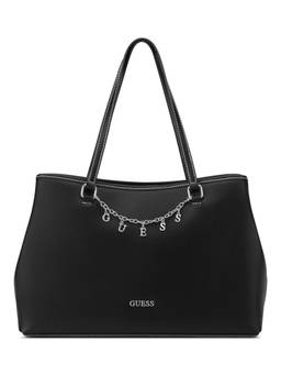 Guess - Angelica Black Women Snap Button Solid Shoulder Bag