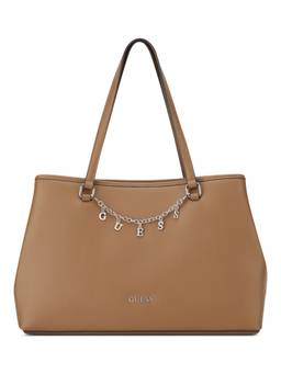Guess - Angelica Beige Women Snap Button Solid Shoulder Bag
