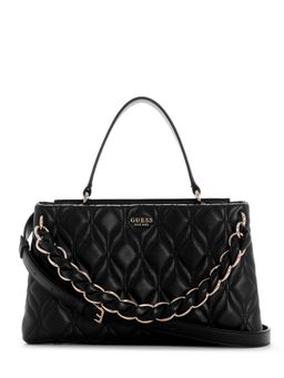 Guess - Maxine Black Women Snap Button Quilted Satchel Bag