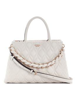 Guess - Maxine White Women Snap Button Quilted Satchel Bag