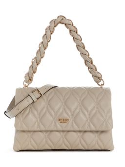 Guess - Maxine Taupe Women Snap Button Quilted Crossbody Bag