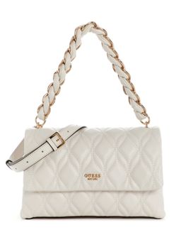 Guess - Maxine White Women Snap Button Quilted Crossbody Bag