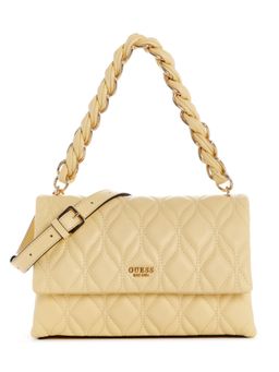 Guess - Maxine Yellow Women Snap Button Quilted Crossbody Bag
