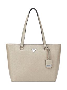 Guess - Jillian Taupe Women Zipper Textured Shoulder Bag