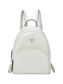 Guess - Jillian Women White Zipper Textured Backpack