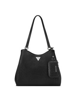 Guess - Elsa Black Women Zipper Textured Shoulder Bag