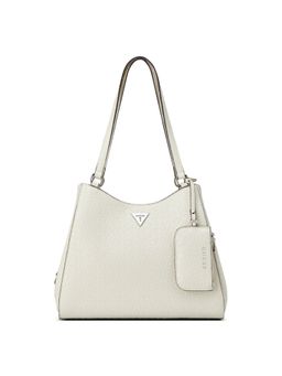 Guess - Elsa White Women Zipper Textured Shoulder Bag