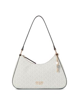 Guess - Layla White Women Zipper Printed Baguette Shoulder Bag