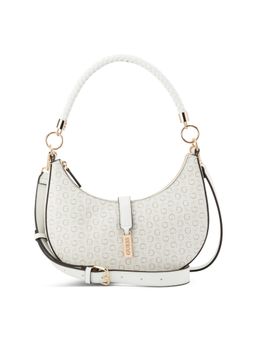 Guess - Matilda Off White Zipper Printed Hobo Bag with Detachable Strap