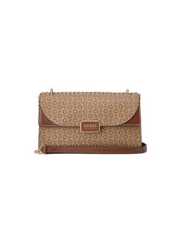 Guess - Pandora Brown Women Snap Button Printed Crossbody Bag