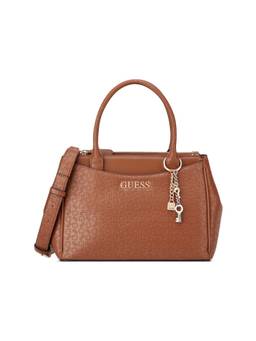 Guess - Elliot Brown Textured Satchel Bag with Detachable Strap