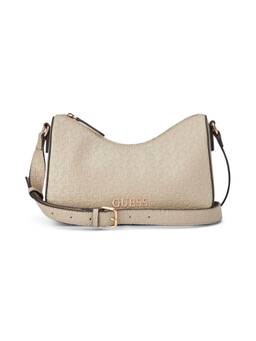 Guess - Elliot Taupe Women Zipper Textured Baguette Shoulder Bag