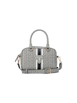 Guess - Tabitha Black Zipper Printed Satchel Bag with Detachable Strap