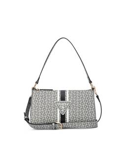 Guess - Tabitha Black Zipper Printed Baguette Shoulder Bag with Detachable Strap