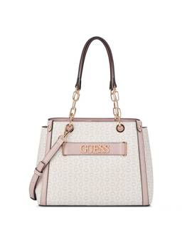 Guess - Danica Pink Zipper Printed Satchel Bag with Detachable Strap