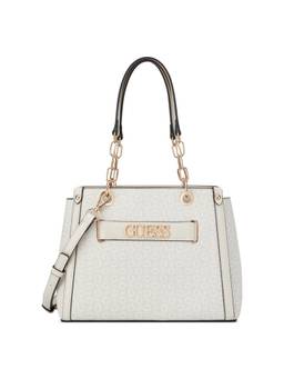 Guess - Danica Grey Zipper Printed Satchel Bag with Detachable Strap