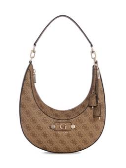 Guess - Lindsey Beige Women Zipper Printed Hobo Bag