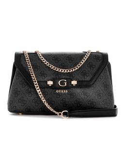 Guess - Lindsey Black Women Snap Button Printed Crossbody Bag