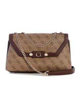 Guess - Lindsey Beige Women Snap Button Printed Crossbody Bag