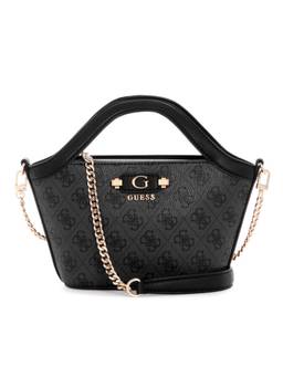 Guess - Lindsey Black Women Snap Button Printed Handbag