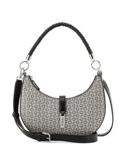 Guess - Matilda Black Zipper Printed Hobo Bag with Detachable Strap