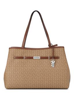 Guess - Angelica Brown Women Snap Button Printed Shoulder Bag