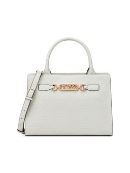 Guess - Celestia White Women Snap Button Textured Satchel Bag