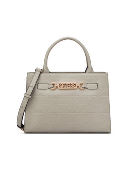 Guess - Celestia Taupe Women Snap Button Textured Satchel Bag