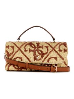 Guess - Kirsten Beige Women Flap Embroidered Crossbody Bag