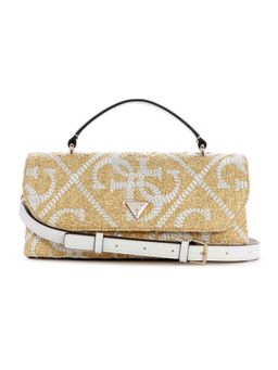 Guess - Kirsten Beige Women Flap Embroidered Crossbody Bag