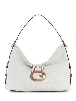 Guess - Camden White Women Zipper Textured Hobo Bag