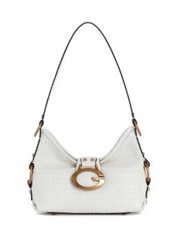 Guess - Camden White Women Zipper Textured Hobo Bag
