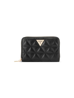 Guess - Katy Black Women Zipper Quilted Medium Wallet