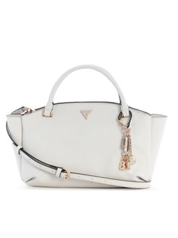 Guess - Gilda White Women Zipper Textured Satchel Bag