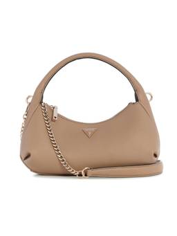 Guess - Gilda Beige Zipper Textured Hobo Bag with Detachable Strap