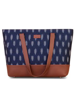 Zouk - Women's Handcrafted Ikat Navy Blue Shoulder Tote Bag