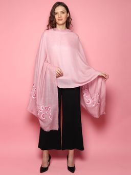 Modarta By Kamakshi - Baby Pink Pure Pashmina Hand Embroidery Floral Artwork Pattern Kashmiri Shawls