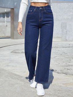 KOTTY - Women's Solid Regular High Rise Blue Jeans