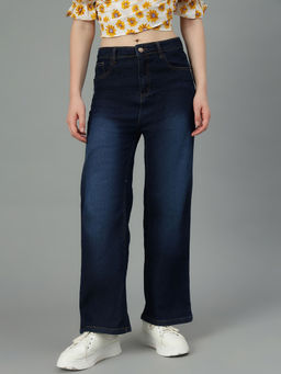 KOTTY - Women's Wide High Rise Blue Jeans