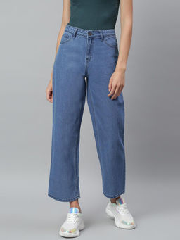KOTTY - Women's Straight High Rise Blue Jeans
