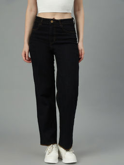 KOTTY - Women's Straight High Rise Black Jeans