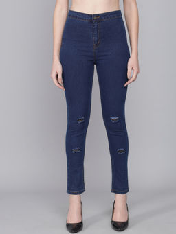 KOTTY - Women's Skinny High Rise Dark Blue Jeans