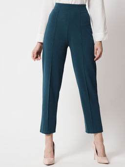 KOTTY - Women's Solid Polyester Blend Brunswick Teal Trousers