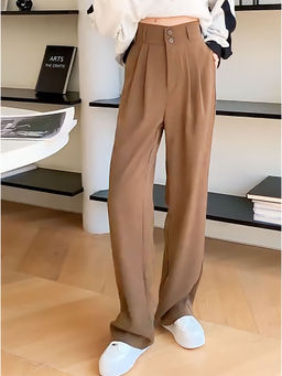 KOTTY - Women's Regular Fit Brown Trouser