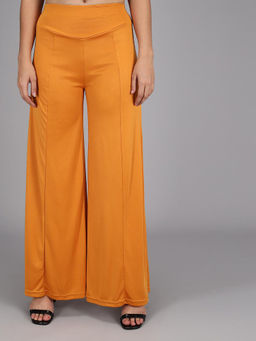 KOTTY - Women's High Rise Pure Yellow Palazzo