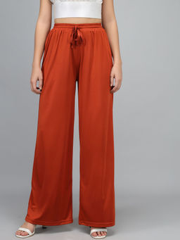 KOTTY - Women's High Rise Poly Lycra Maroon Trouser