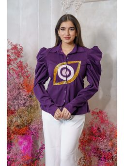 Label Swish - Daydream Purple Evil Eye Embellished Shirt