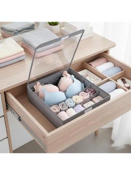 House of Quirk - 7 Slot Foldable Underwear and Bra Drawer Organizer - Grey